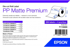 Epson 7113424 PP Matte, pre ColorWorks, 105x210mm, 259ks, polypropylén, biele samolepiace etikety