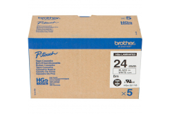 Brother HGe-251, 24mm x 8m, 5ks, čierna tlač / biely podklad, originálná páska