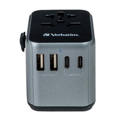 Verbatim, Cestovní adaptér univerzální World-to-World UTA-03 USB-A, USB-C, černý, 30 W