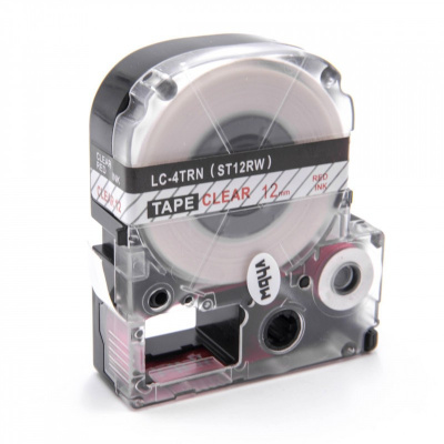 Epson LC-4TRN, ST12RW, 12mm x 8m, červená tlač / priehľadný podklad, kompatibilná páska