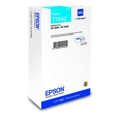 Epson originálna cartridge C13T754240, T7542, XXL, cyan, 69ml, Epson WorkForce Pro WF-8090DW, WF-8590DWF