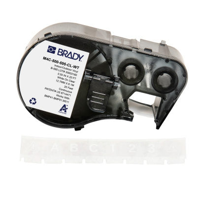 Brady M4C-750-595-CL-WT / 170826, 19.05 mm x 6.10 m, Vinyl, biela tlač / priehľadný podklad