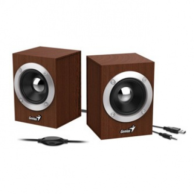 Genius reproduktory SP-HF280 31730028400, 2.0, 6W, hnědé, regulace hlasitosti, 3,5 mm jack (USB), 100Hz~20kHz