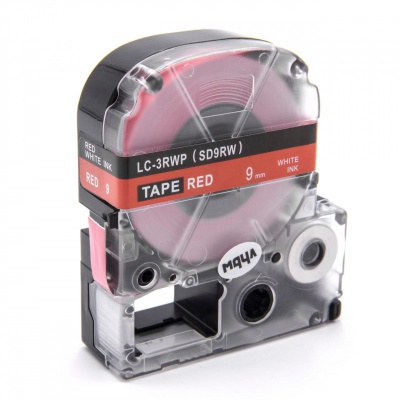 Epson LC-SD9RW, 9mm x 8m, bílý tisk / červený podklad, kompatibilní páska