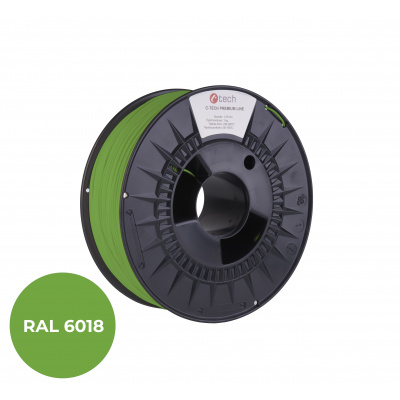 C-Tech 3DF-P-PETG1.75-6018 3D filament, PREMIUM LINE, PETG, RAL6018, 1,75mm, 1000g, Zelenožltý (Greenish yellow)
