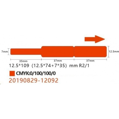 Niimbot A2K18638001, 12,5x109mm, 65ks, červené samolepiace štítky na káble
