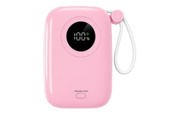 Powerton ENERGY PASTEL EDITION Powerbanka 10000mAh, 2x USB-C, 22.5W, integrovaný kábel, ružová