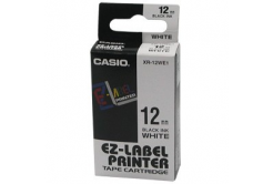 Casio XR-12WE1, 12mm x 8m, čierna tlač/biely podklad, originálna páska
