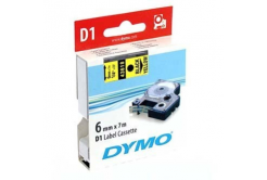 Dymo D1 43618, S0720790, 6 mm x 7m, čierna tlač/žltý podklad, originálna páska