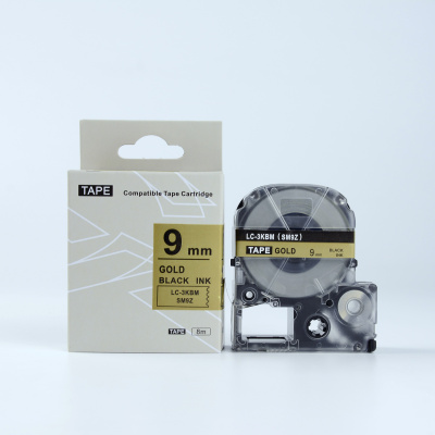 Epson LK-3KBM, SM9ZW, 9mm x 9m, čierna tlač / zlatý podklad, kompatibilná páska