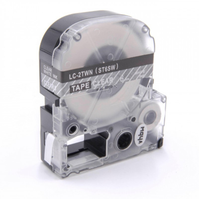 Epson LC-2TWN, ST6SW, 6mm x 8m, biela tlač / priehľadný podklad, kompatibilná páska