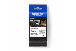 Brother TZ-FX211 / TZe-FX211 Pro Tape, 6mm x 8m, čierna tlač/biely podklad, originálna páska