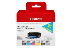 Canon originálna cartridge PGI-550/CLI-551PGBK/C/M/Y/BK/GY Multipack, black/color, 6496B005, Canon PIXMA iP8750, MG7150, MG6350