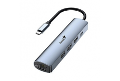 USB (3.0) hub 4-port, UH-545 31240004400, šedý, Genius, 3x USB 3.0, 1x RJ45