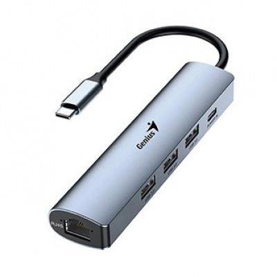 USB (3.0) hub 4-port, UH-545 31240004400, šedý, Genius, 3x USB 3.0, 1x RJ45