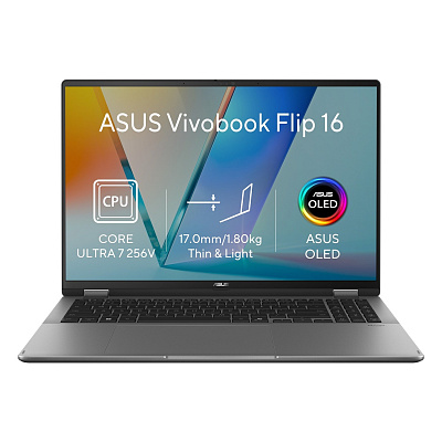 ASUS Vivobook 16 Flip/TP3607SA-OLED190W/U7-256V/16"/WUXGA/T/16GB/512GB/Intel int/W11H/Gray/2R