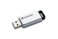 Verbatim 98666 Secure Pro, USB flash disk, USB A 3.0, 64GB, AES 256-bitové šifrovanie, s výsuvným konektorom, strieborný