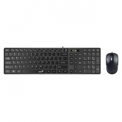 Genius SlimStar C126 31330007403, sada klávesnice s optickou myší, CZ/SK, klasická, tenká typ drátová (USB), černá, ne