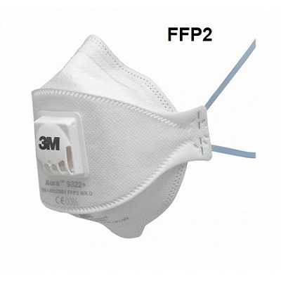 3M 9322+ Aura™ Filtračná polomaska s výdychovým ventilčekom (FFP2)