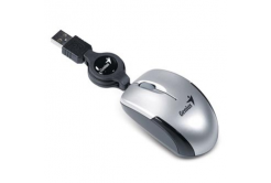 Genius Myš Micro Traveler V2 31010125106, 1200DPI, optická, 3tl., drátová USB, stříbrná, Micro