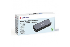 Verbatim 32174 dokovacia stanica, USB-C Pro, 15-port, 2x HDMI, RJ45, microSD, USB-A 3.1, USB-C 3.1, šedá