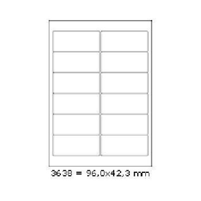 Samolepiace etikety 96 x 42,3 mm, 12 etikiet, A4, 100 listov