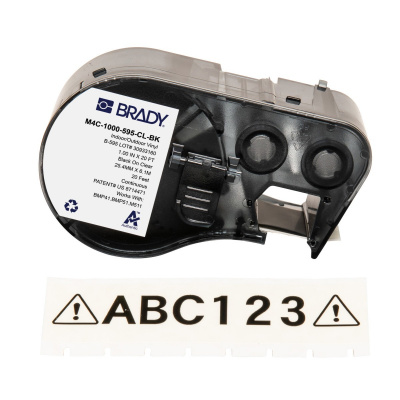 Brady M4C-1000-595-CL-BK / 170838, 25.40 mm x 6.10 m, Vinyl, čierna tlač / priehľadný podklad