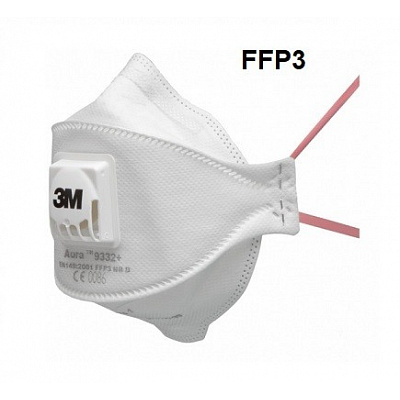 3M 9332+ Aura™ Filtračná polomaska s výdychovým ventilčekom (FFP3)