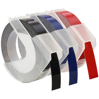 Kompatibilná páska s Dymo S0847750, 9mm x 3 m, biela tlač / čierna, modrá, červená