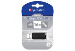 Verbatim USB flash disk, USB 2.0, 16GB, PinStripe, Store N Go, černý, 49063, USB A, s výsuvným konektorem