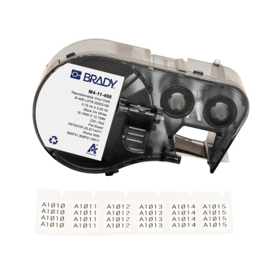 Brady M4-11-498 / 170785, 19.05 mm, Vinyl, čierna tlač / biely podklad