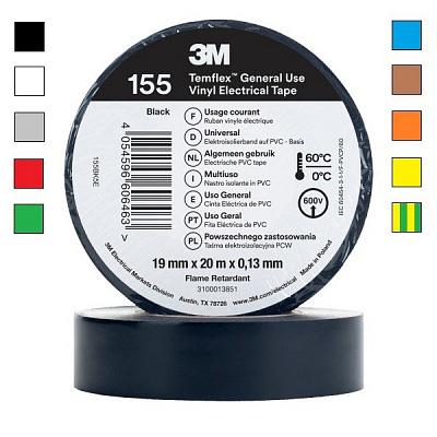 3M Temflex 155 Elektroizolačná páska, hr. 0,13 mm, 19 mm x 20 m 19 mm x 20 m modrá/blue