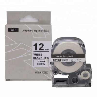 Epson LC-4WBN, SS12KW, 12mm x 8m, čierna tlač / biely podklad, kompatibilná páska