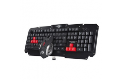 Marvo KW509 KW509 CZ/SK, klávesnice s optickou myší, CZ/Sk, herní sada, membránová typ bezdrátová, černá