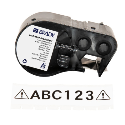 Brady M4C-1000-595-WT-BK / 170833, 25.40 mm x 7.62 m, Vinyl, čierna tlač / biely podklad