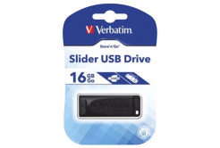 Verbatim 98696 Store N Go Slider, USB flash disk, USB A 2.0, 16GB, s výsuvným konektorom, čierny