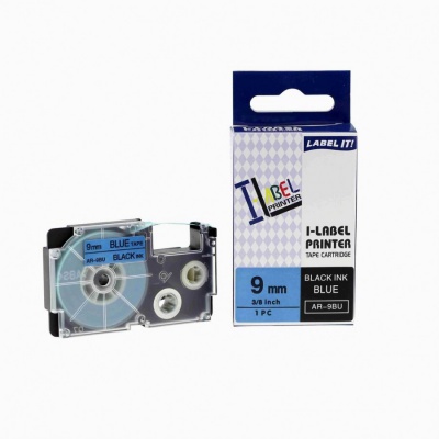 Kompatibilná páska s Casio XR-9BU1, 9mm x 8m, čierna tlač/modrý podklad