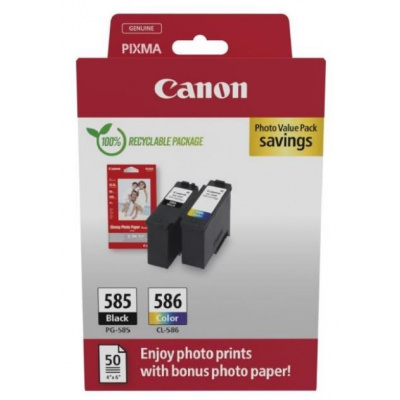 Canon PG-585/CL-586 6205C004 farebná/čierna (color/black) sada originálne cartridge +  fotopapier GP-501