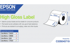 Epson C33S045719 High Gloss, pre ColorWorks, 102x152mm, 800ks, biele samolepiace etikety