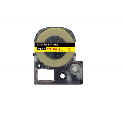 Epson LK-2YRN, SC6YR, 6mm x 9m, červená tlač / žltý podklad, kompatibilná páska