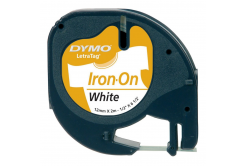 Dymo originálna páska do tiskárny štítků, Dymo, S0718850, čierna tlač/biely podklad, 2m, 12mm, LetraTag nažehlovací páska