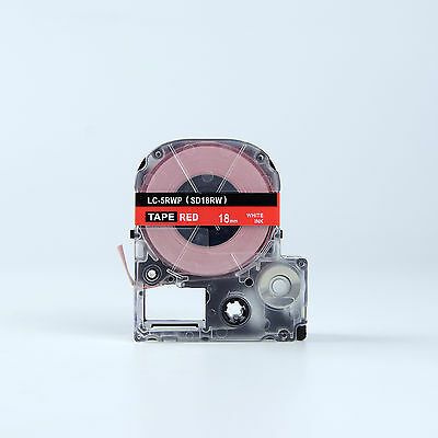 Epson LK-5RWP, SD18RW, 18mm x 9m, biela tlač / červený podklad, kompatibilná páska