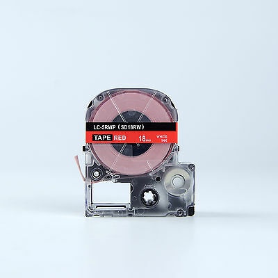 Epson LK-SD18RW, 18mm x 9m, bílý tisk / červený podklad, kompatibilní páska