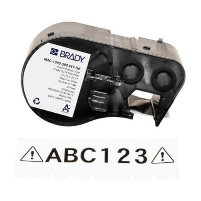 Brady M4C-500-595-CL-WT / 170822, 12.70 mm x 6.10 m, Vinyl, biela tlač / priehľadný podklad
