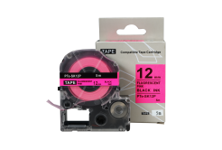 Brother TZe-SK12P, 12mm x 5m, černý tisk / fluorescenční růžový podklad, kompatibilní páska