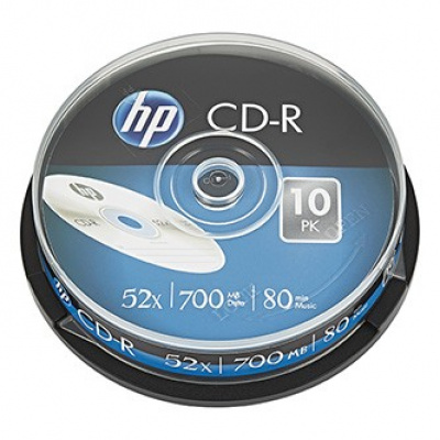 HP CD-R, CRE00019-3, 69308, 10-pack, 700MB, 52x, 80min., 12cm, bez možnosti tlače, cake box, pre archiváciu údajov, poškodené balenie