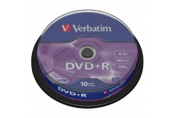 Verbatim DVD+R, Matt Silver, 43498, 4.7GB, 16x, spindle, 10-pack, bez možnosti potisku, 12cm, pro archivaci dat