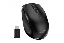 Genius Myš NX-8006S Type-C 31030036400, 1200DPI, 2.4 [GHz], optická, 3tl., bezdrátová USB, černá, USB-C adaptér