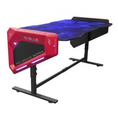 E-blue Herní stůl EGT003BK EGT003BKAA-IA, 165x88cm, 70-89,2cm, RGB podsvícení, výškově nastavitelný, s podložkou pod myš