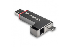 Verbatim 32041 Dual QuickStick, USB flash disk, USB C + USB A 3.2 Gen 1, 256GB, s pútkom, šedý
